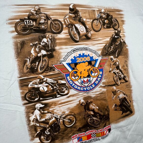 VINTAGE 2006 Motorcycle Days Shirt Adult White Mid Ohio AMA Lexington Ohio 3XL - Picture 7 of 10